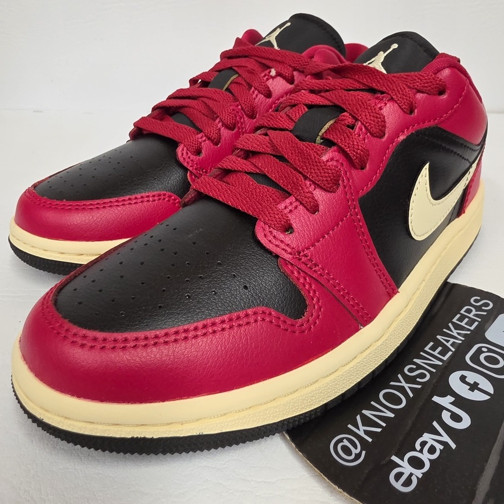 Nike Air Jordan 1 Low Hibiscus Black Red DC0774 605 Women's Size 6.5